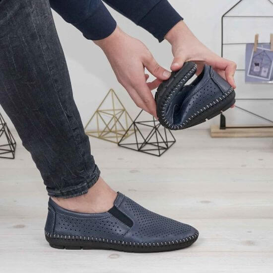Mocasini bărbați piele naturală 600 bleumarin | Paul Style