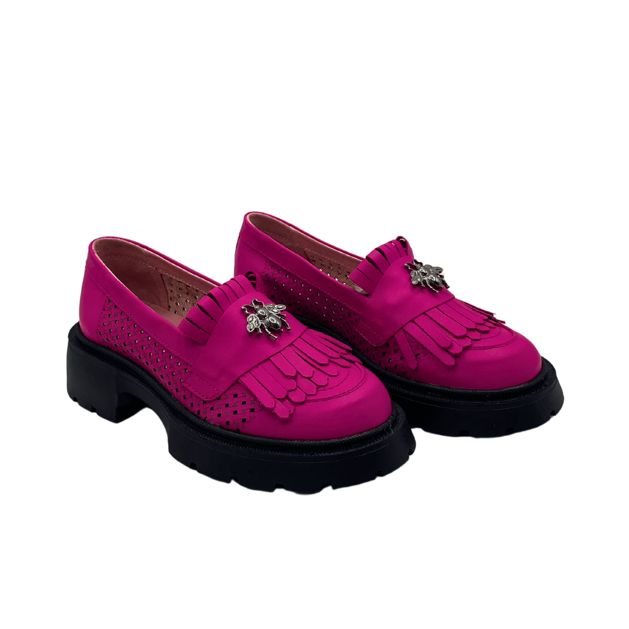 Mocasini dama magenta, 131, din piele naturala perforata cu laserul | Paul Style