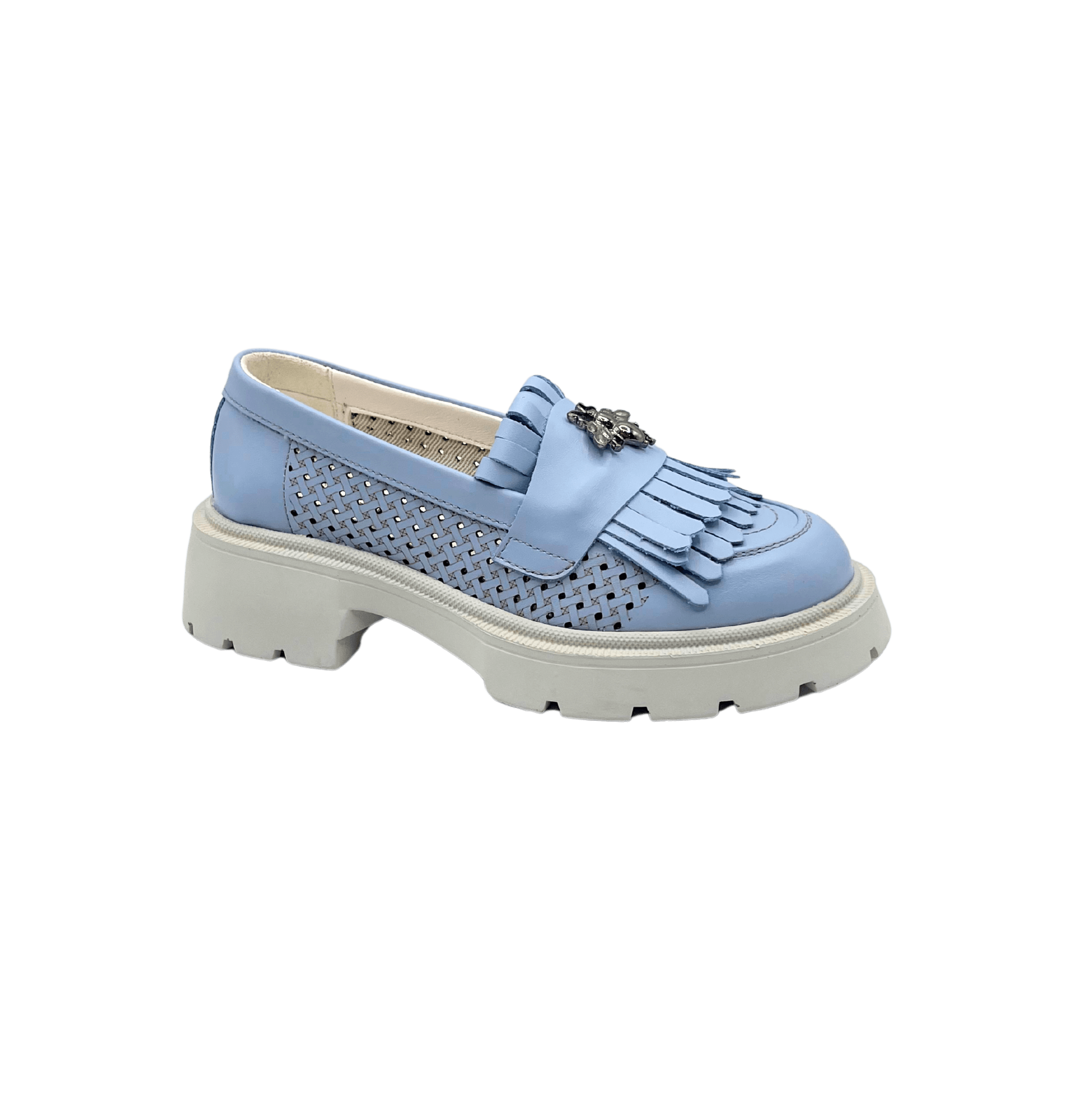 Mocasini dama albastri, 131, din piele naturala perforata cu laserul | Paul Style