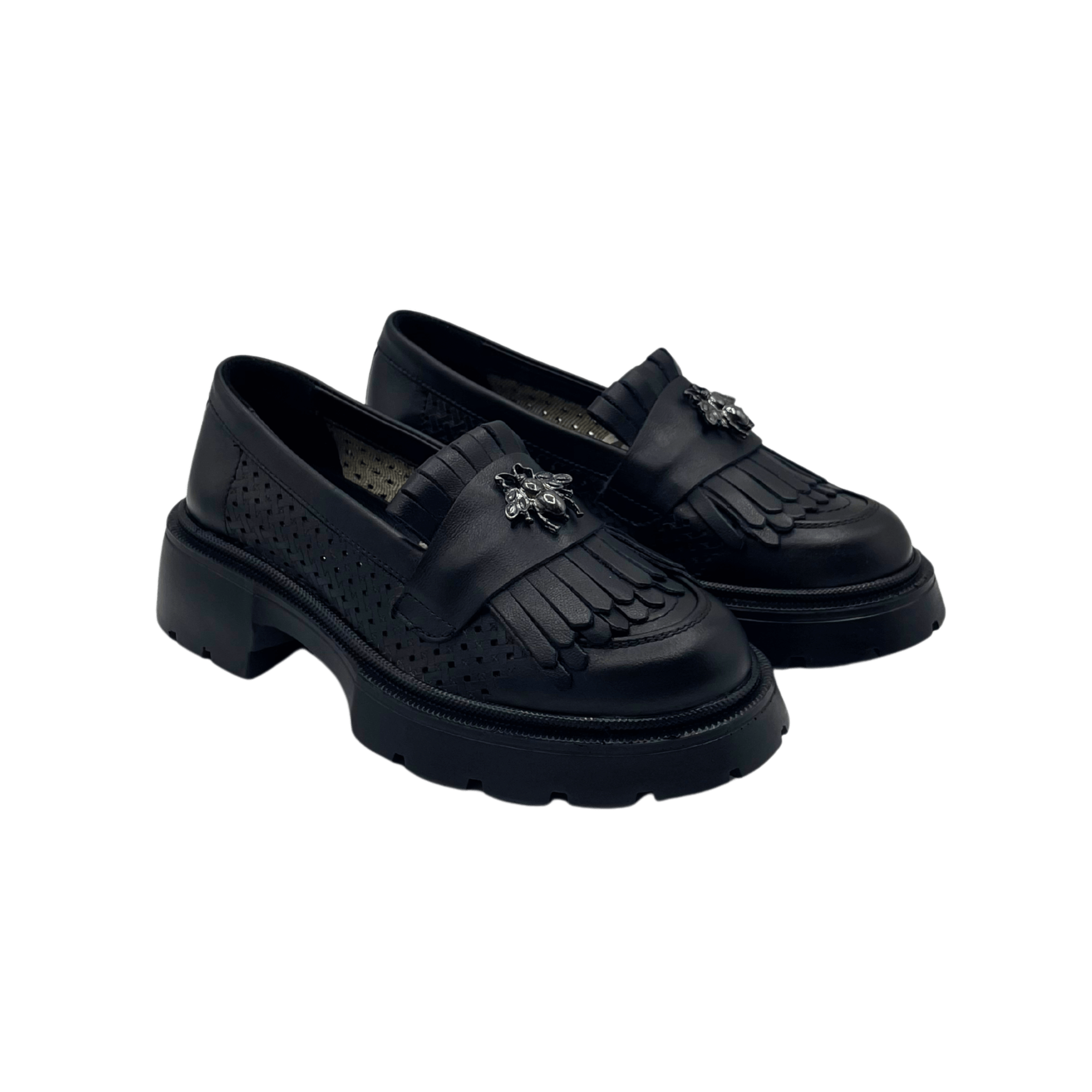 Mocasini dama negri, 131, din piele naturala perforata cu laserul | Paul Style