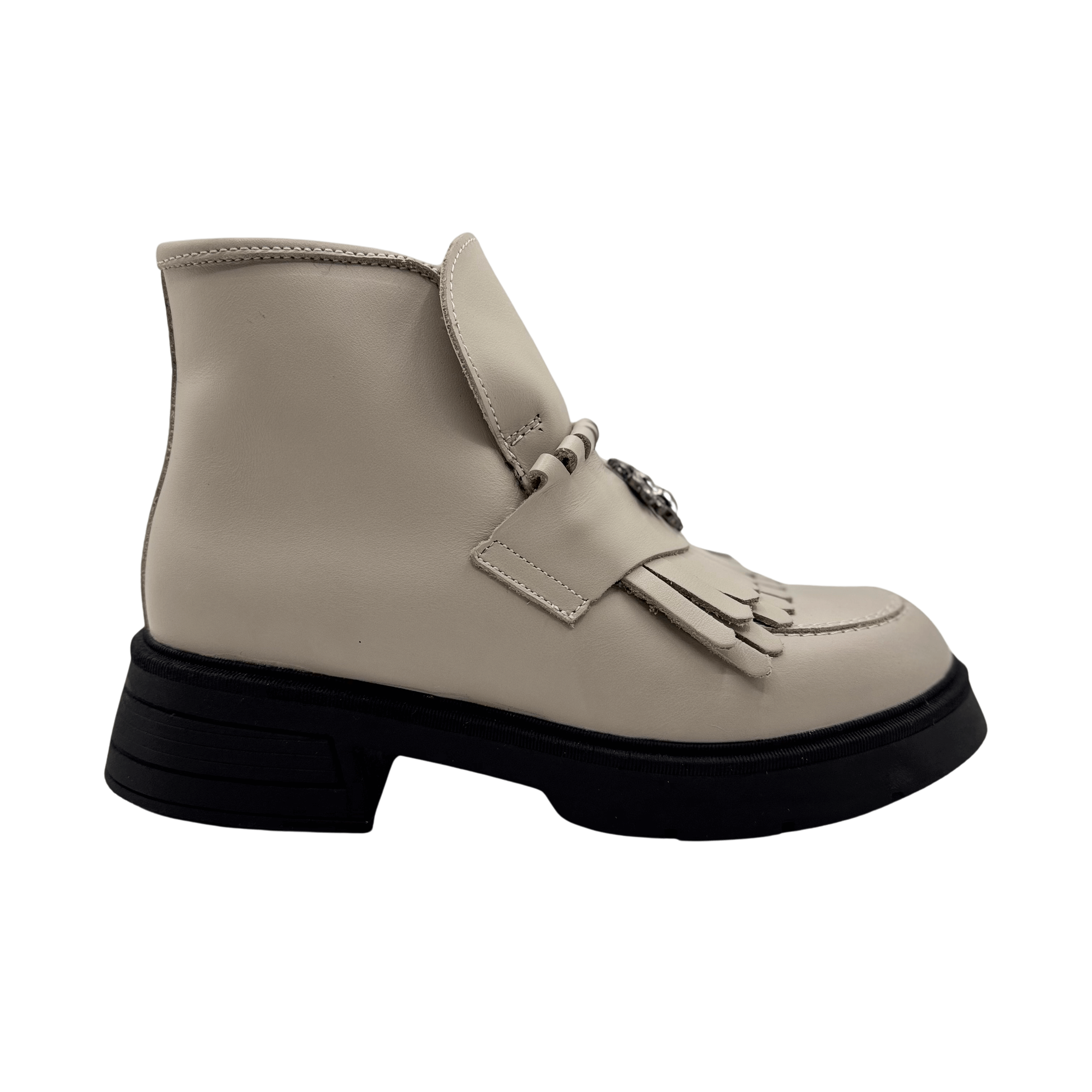 Ghete Dama din Piele Naturala, Culoare alb-natur, Cod 743 | Paul Style