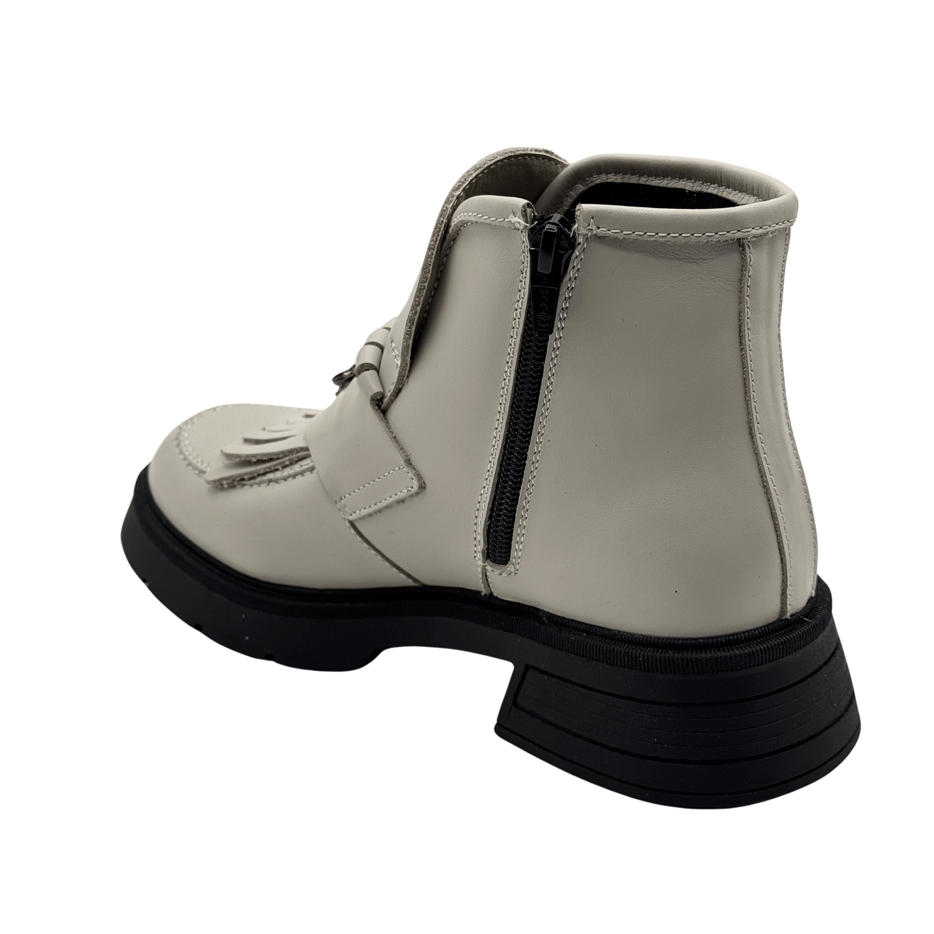 Ghete Dama din Piele Naturala, Culoare alb-natur, Cod 743 | Paul Style