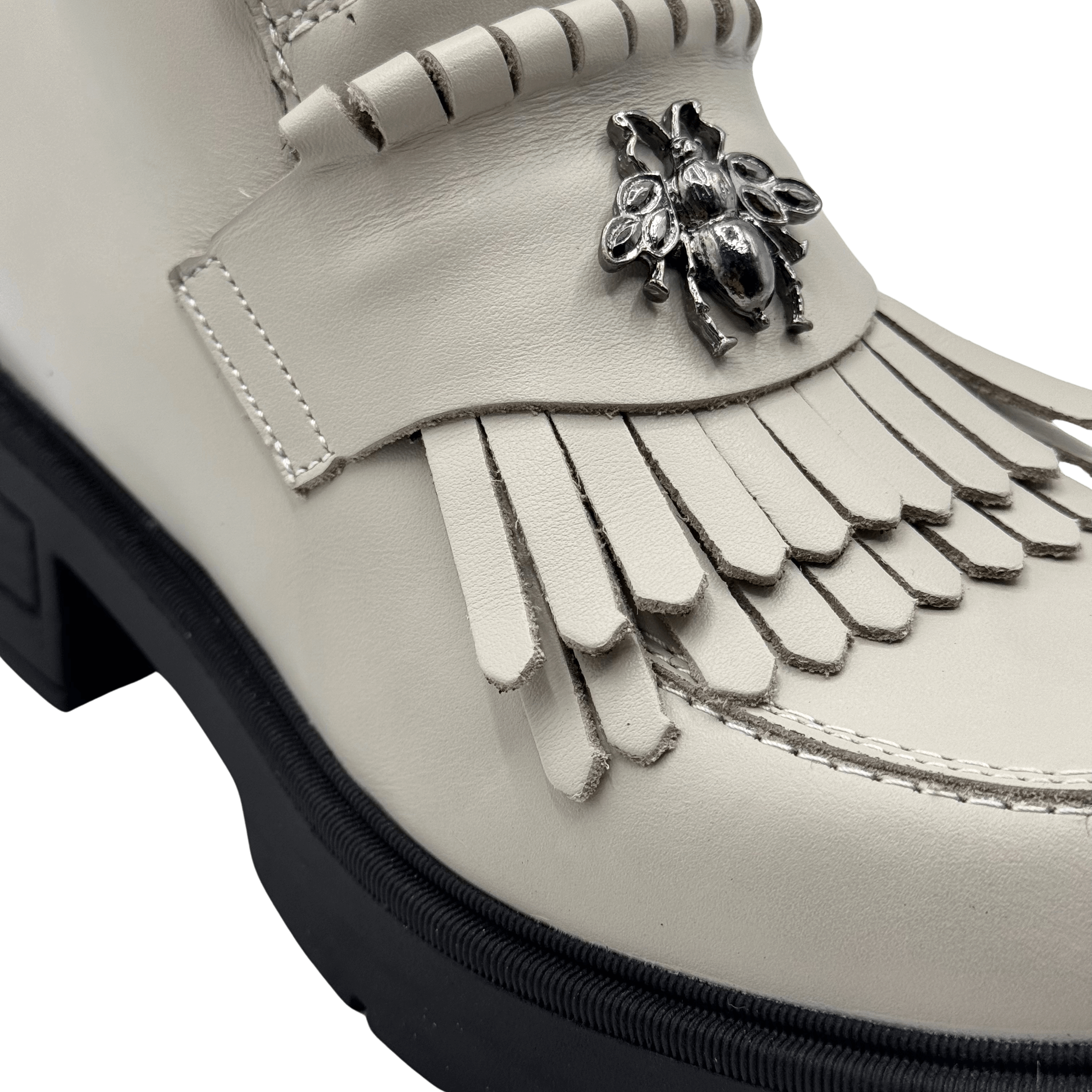 Ghete Dama din Piele Naturala, Culoare alb-natur, Cod 743 | Paul Style