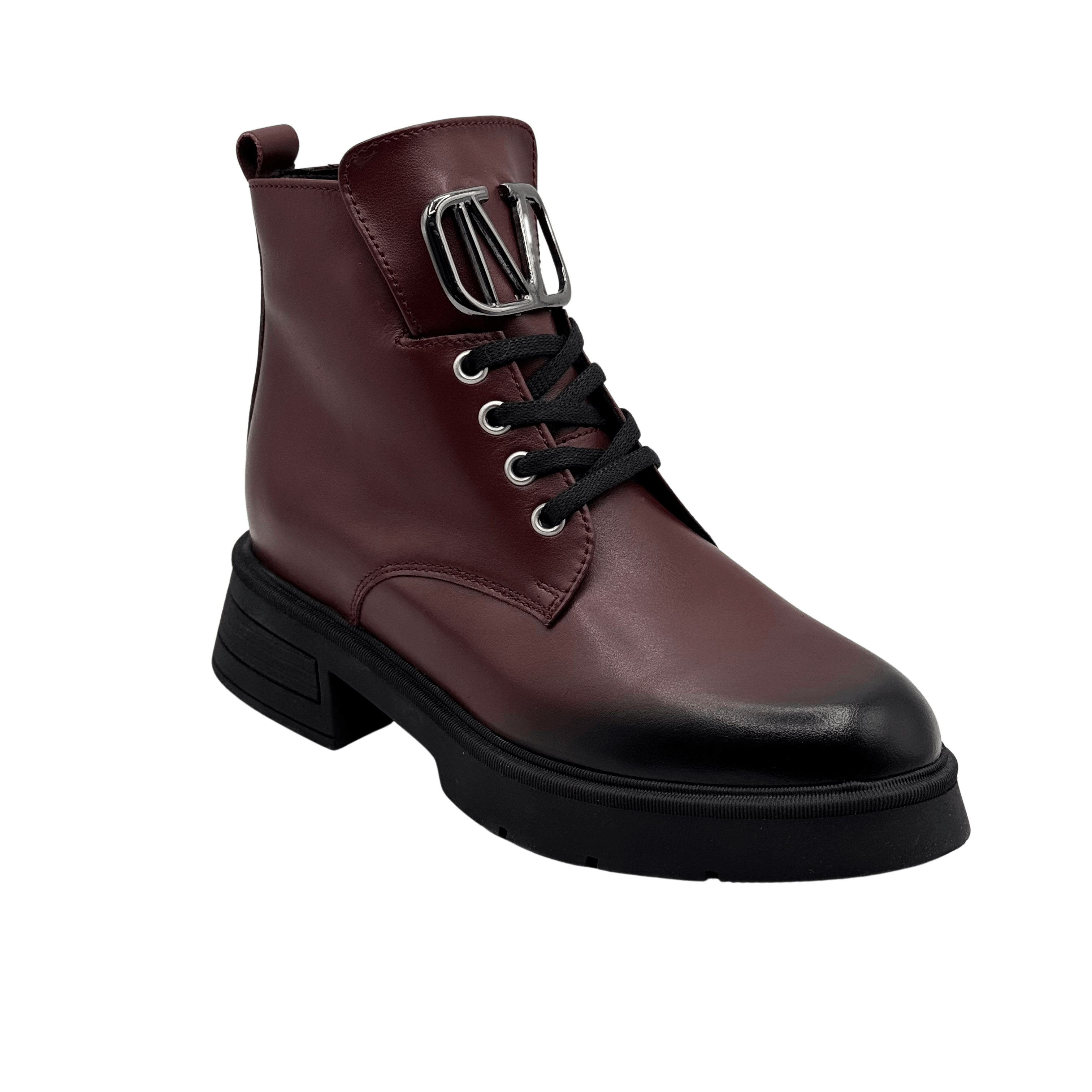 Ghete Dama din Piele Naturala, Culoare visiniu, Cod 730 | Paul Style