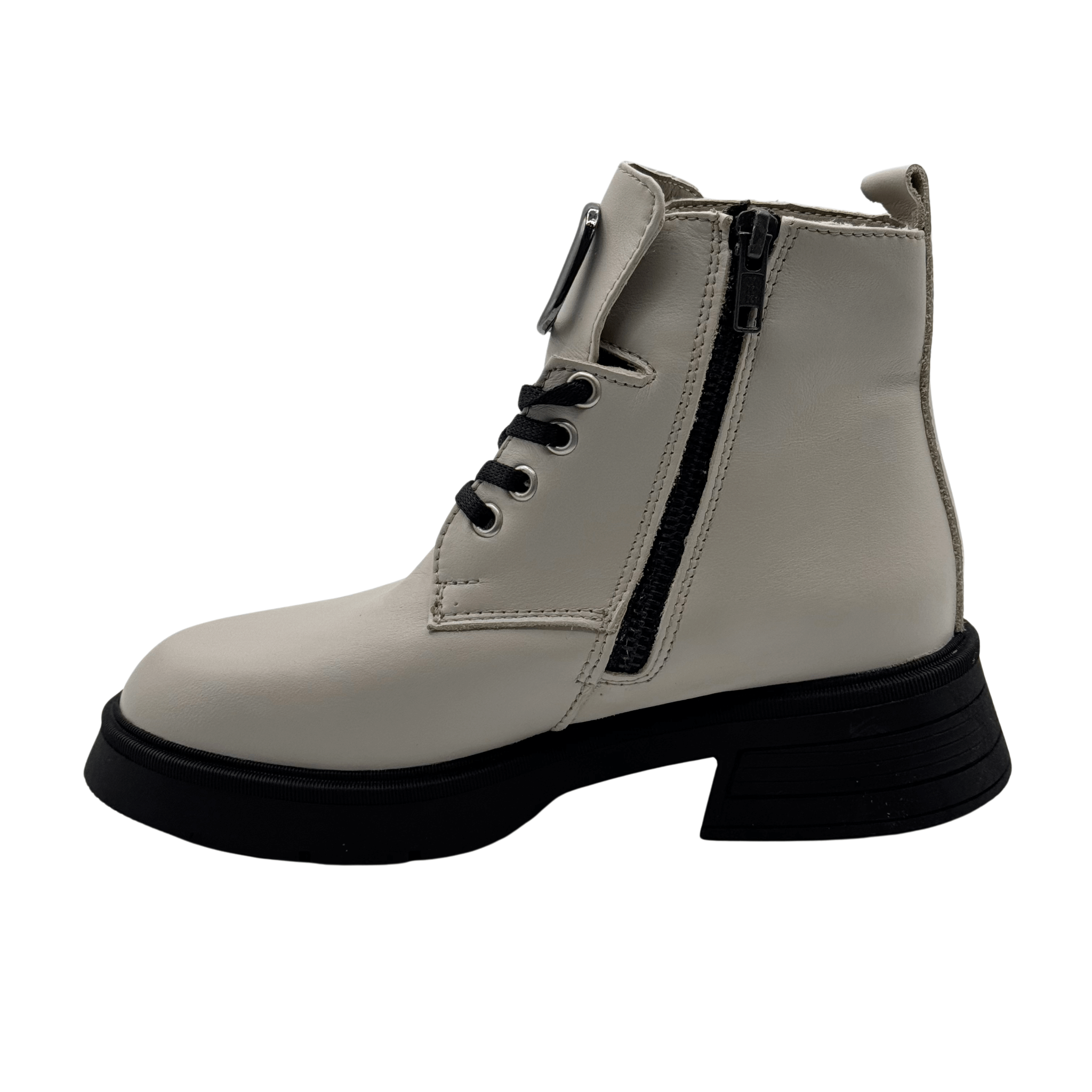 Ghete Dama din Piele Naturala, Culoare alb-natur, Cod 730 | Paul Style