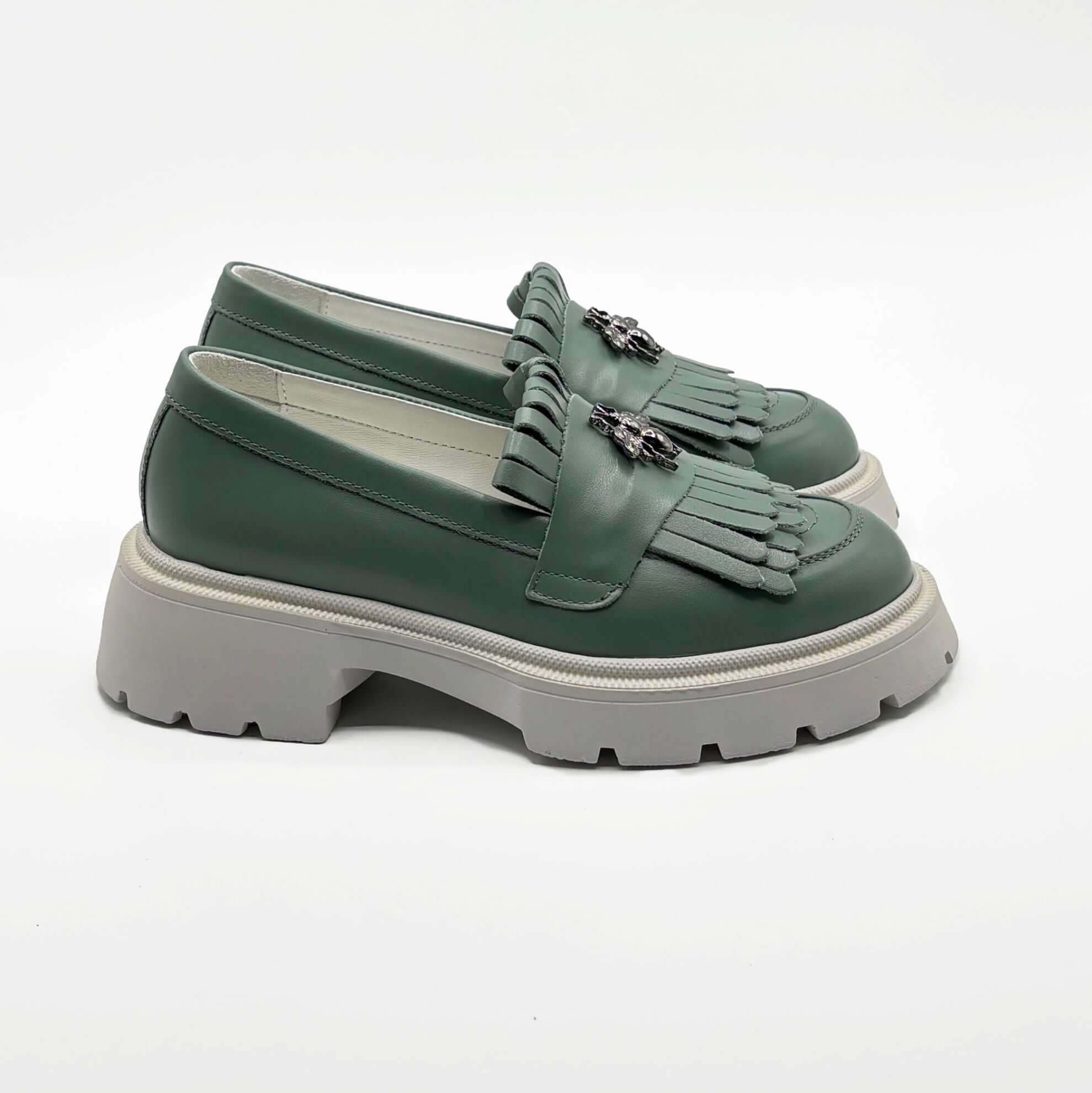 Mocasini dama verde deschis, 131, din piele naturala | Paul Style