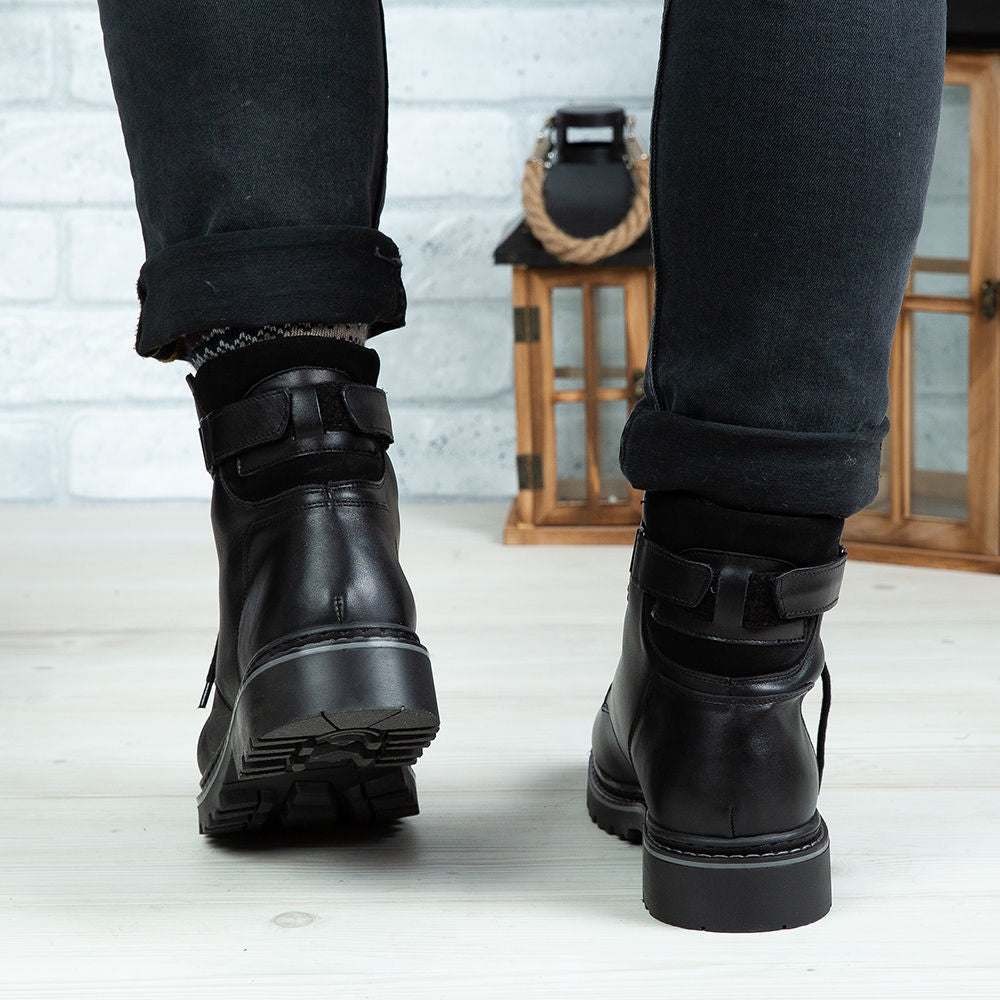 Ghete Barbati din Piele Naturala, Culoare negru, Cod 517 | Paul Style