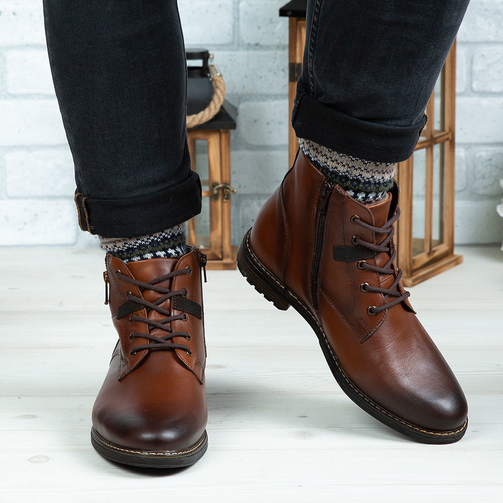 Ghete Barbati din Piele Naturala, Culoare maro, Cod 850 | Paul Style