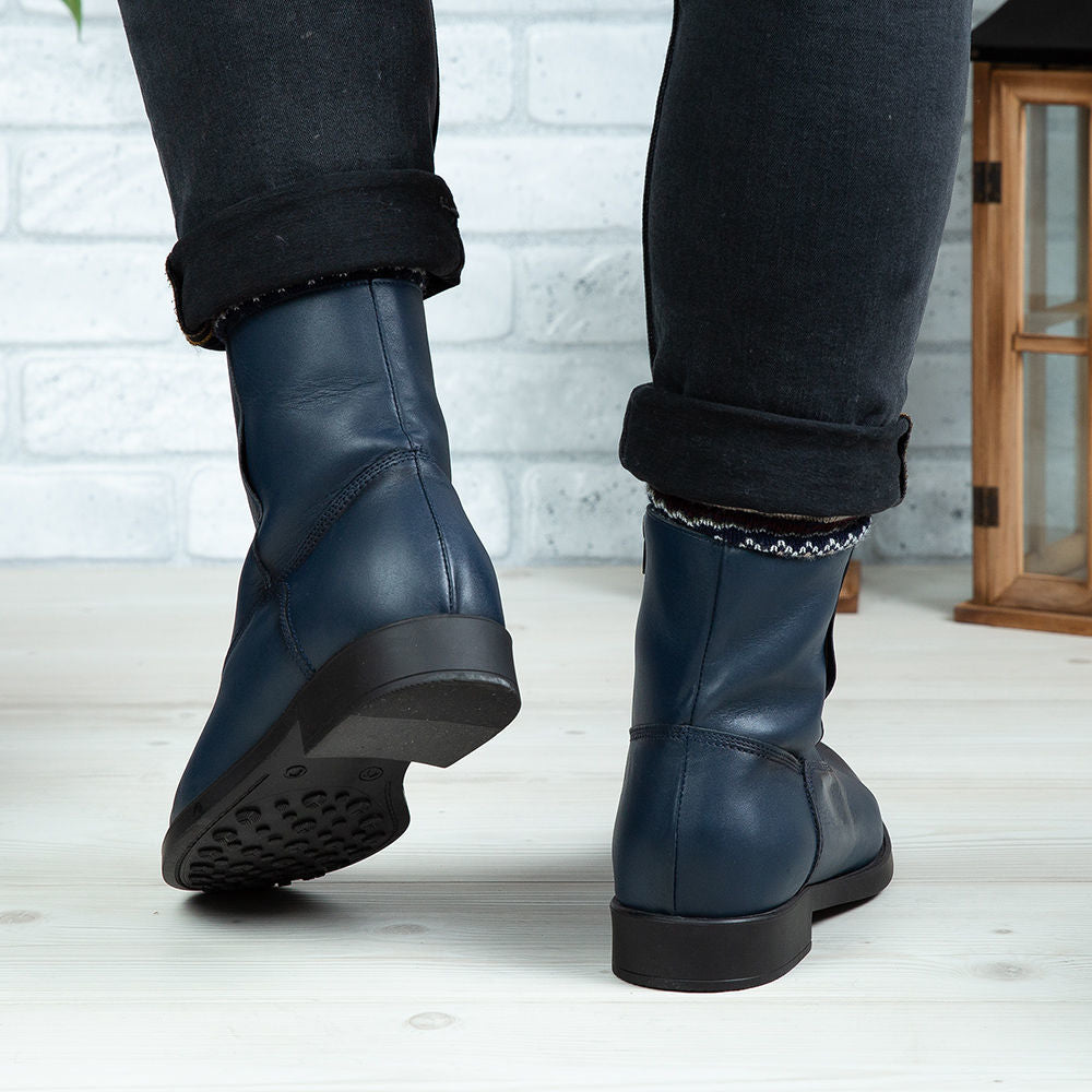 Ghete Barbati din Piele Naturala, Culoare albastru, Cod 880 | Paul Style