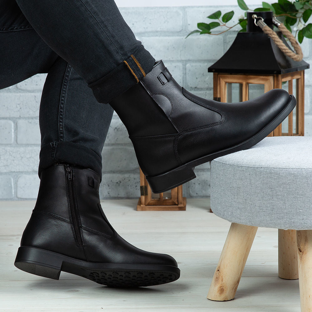 Ghete Barbati din Piele Naturala, Culoare negru, Cod 880 | Paul Style