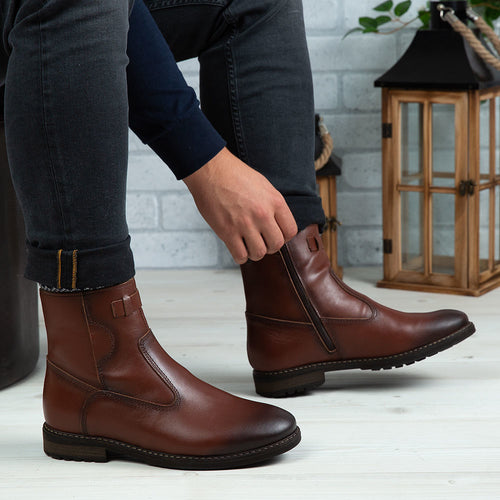 Ghete Barbati din Piele Naturala, Culoare maro, Cod 880-M | Paul Style