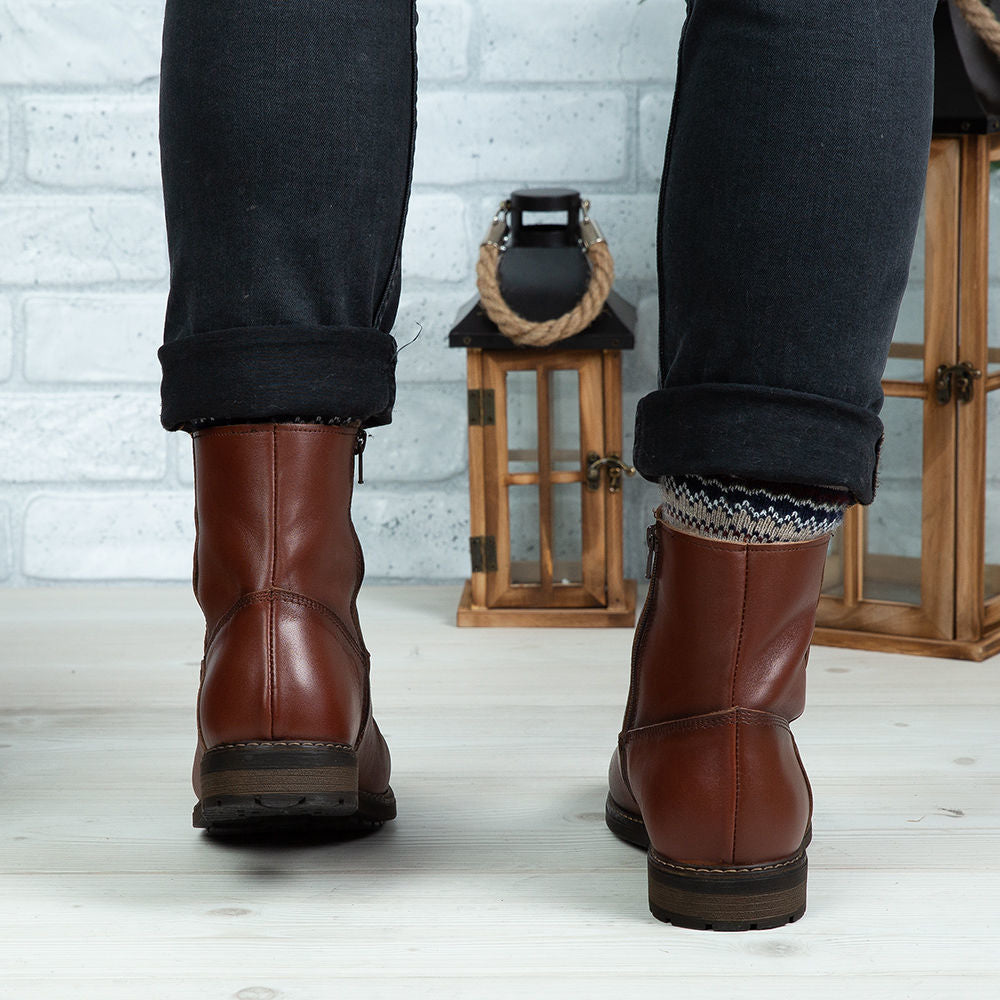 Ghete Barbati din Piele Naturala, Culoare maro, Cod 880-M | Paul Style
