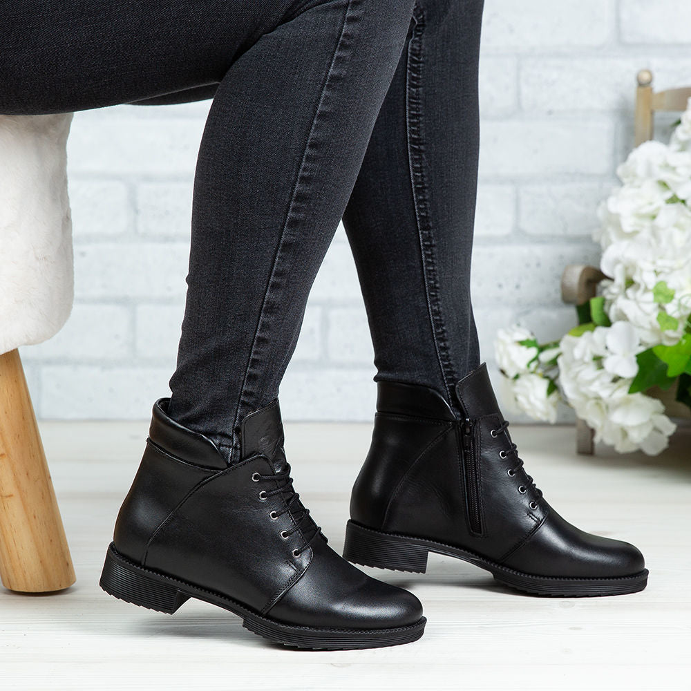 Ghete Dama din Piele Naturala, Culoare negru, Cod 750 | Paul Style