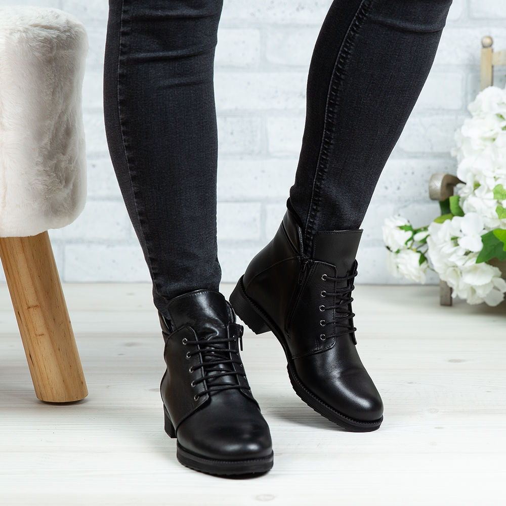 Ghete Dama din Piele Naturala, Culoare negru, Cod 750 | Paul Style