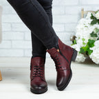 Ghete Dama din Piele Naturala, Culoare visiniu, Cod 750 | Paul Style