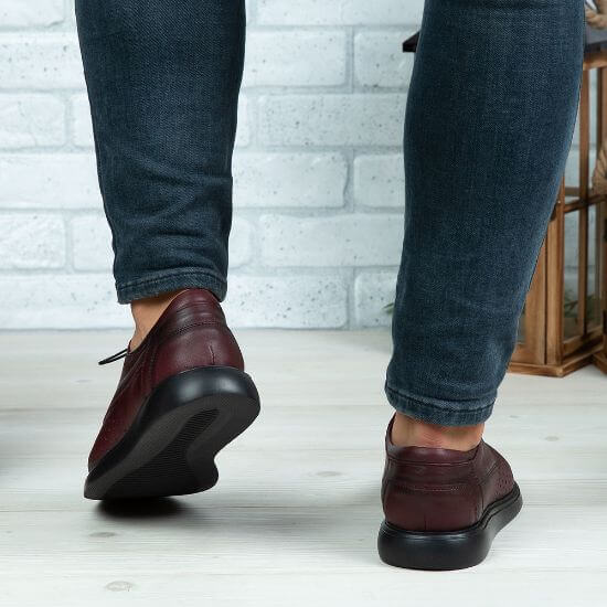 Pantofi casual bărbați piele naturală 558g visiniu | Paul Style