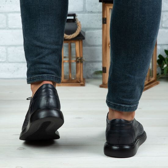 Pantofi casual bărbați piele naturală 558g bleumarin | Paul Style