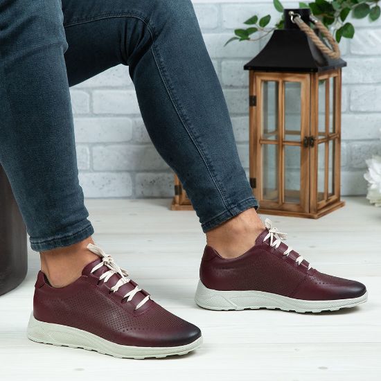 Pantofi sport bărbați piele naturală visiniu 447 | Paul Style