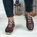 Pantofi sport bărbați piele naturală visiniu 447 | Paul Style