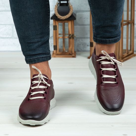 Pantofi sport bărbați piele naturală visiniu 447 | Paul Style