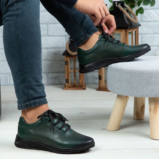 Pantofi sport bărbați piele naturală verde 447 by PaulStyle