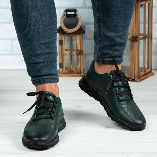 Pantofi sport bărbați piele naturală verde 447 by PaulStyle