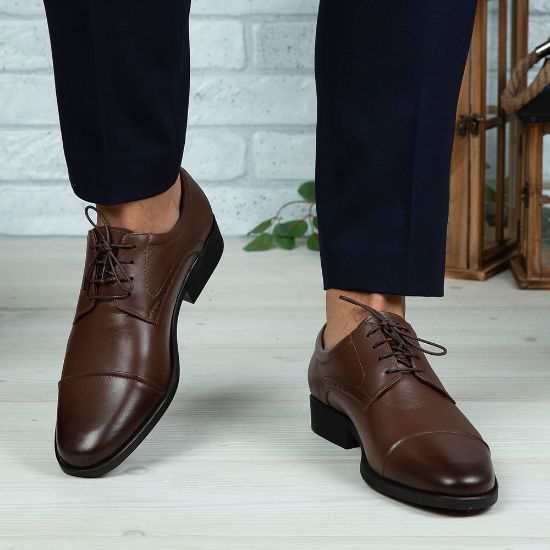 Pantofi eleganți bărbați din piele naturală 309 Maro / Negru | Paul Style