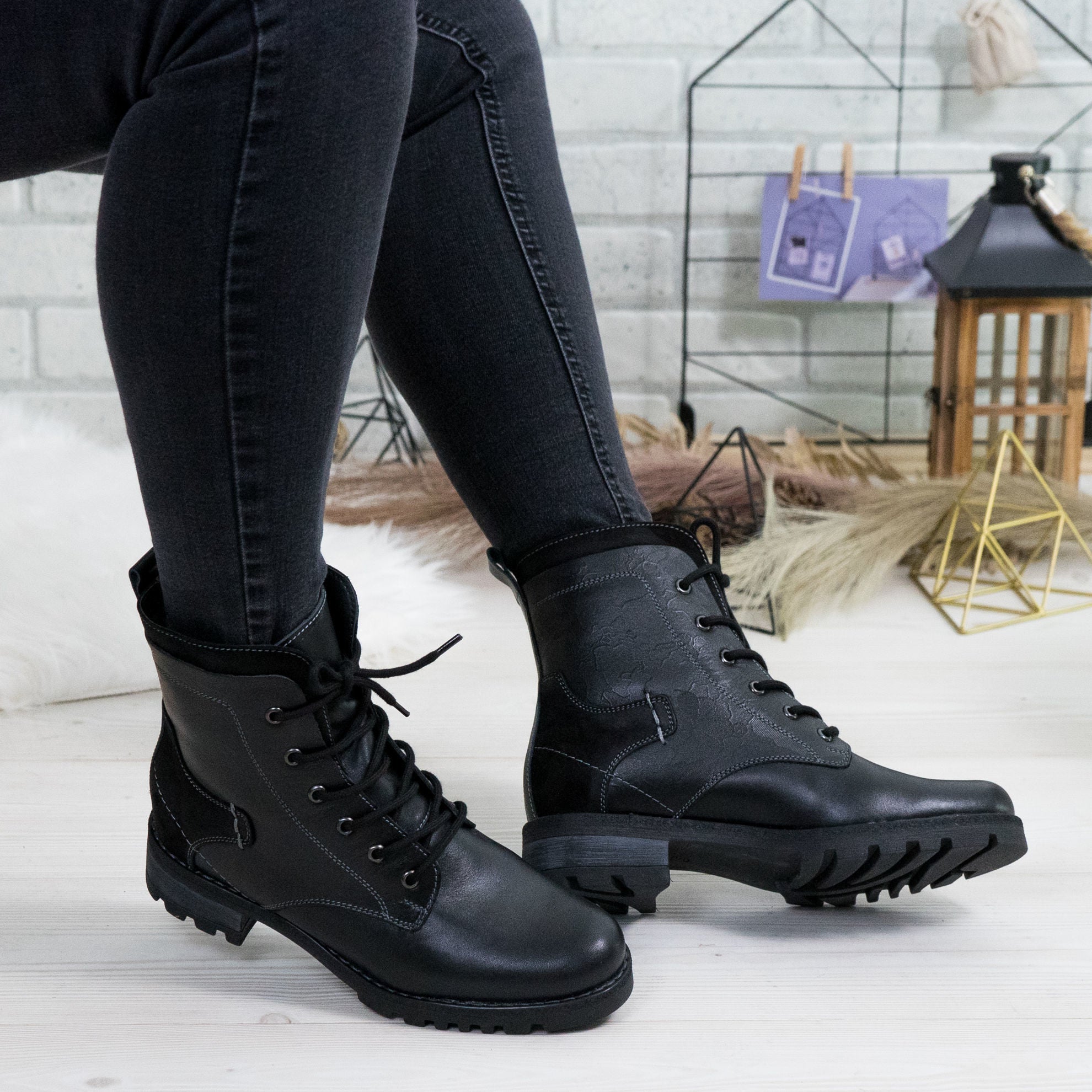 Ghete dama negre, 780, din piele naturala | Paul Style
