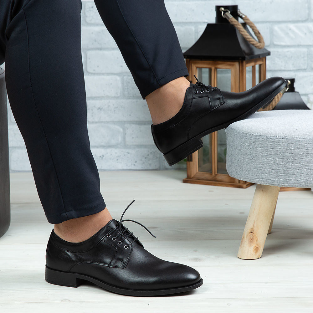 Pantofi eleganți bărbați din piele naturală 366 negru | Paul Style
