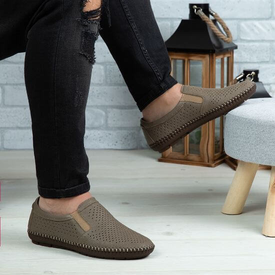 Mocasini bărbați piele naturală 600 bej inchis | Paul Style