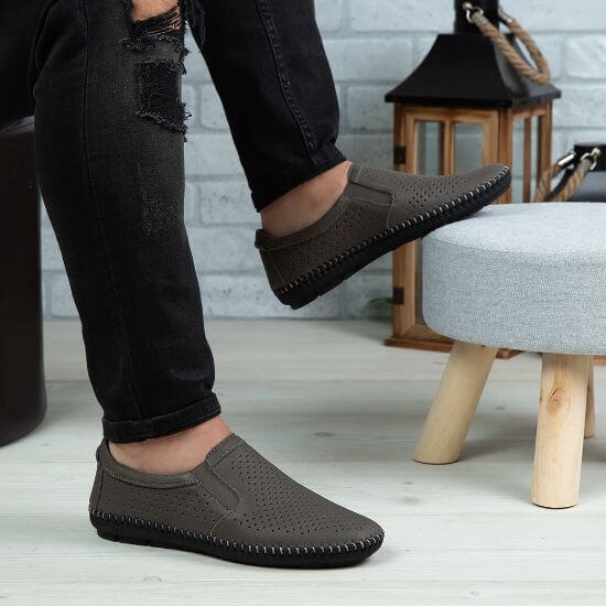Mocasini bărbați piele naturală 600 gri | Paul Style