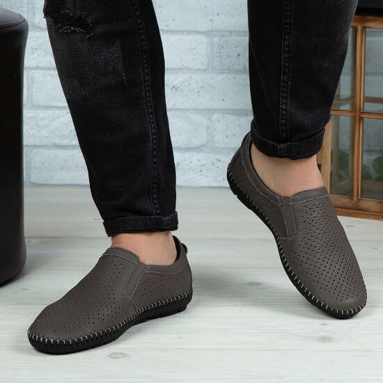 Mocasini bărbați piele naturală 600 gri | Paul Style