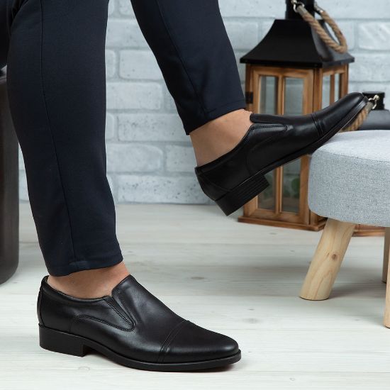 Pantofi eleganți bărbați din piele naturală 301 Negru / Maro by PaulStyle