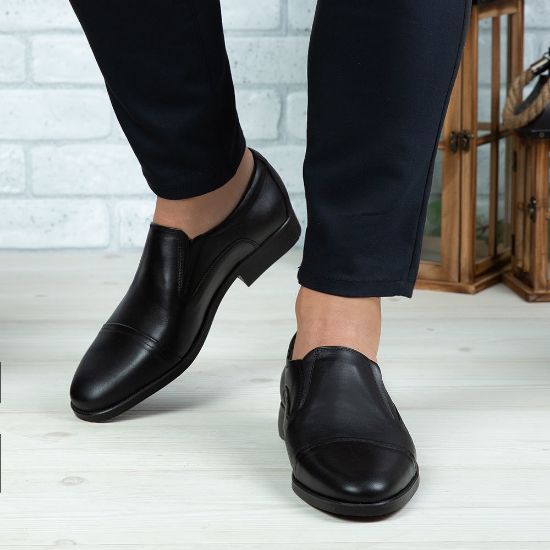 Pantofi eleganți bărbați din piele naturală 301 Negru / Maro by PaulStyle