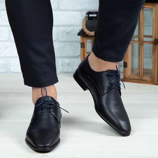Pantofi eleganți bărbați din piele naturală 391 bleumarin | Paul Style