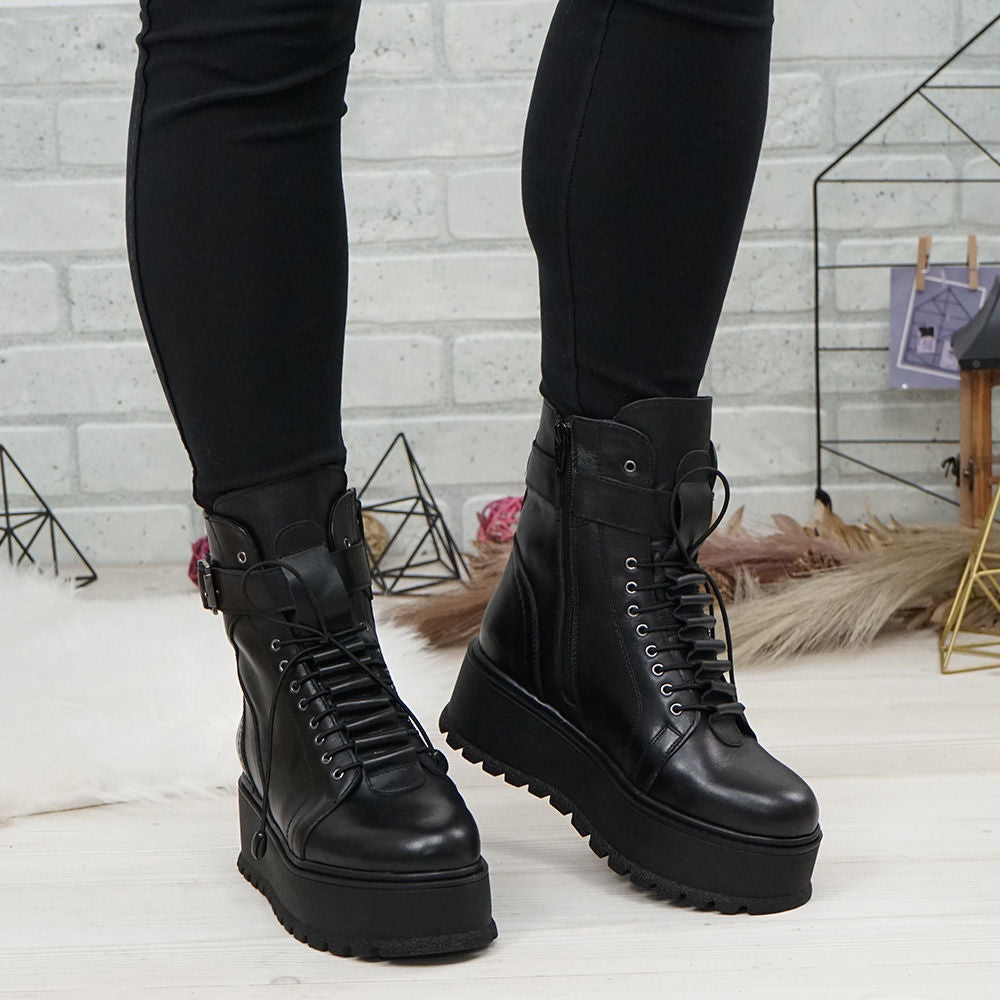 Ghete Dama din Piele Naturala, Culoare negru, Cod 789 | Paul Style