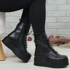 Ghete Dama din Piele Naturala, Culoare negru, Cod 789 | Paul Style