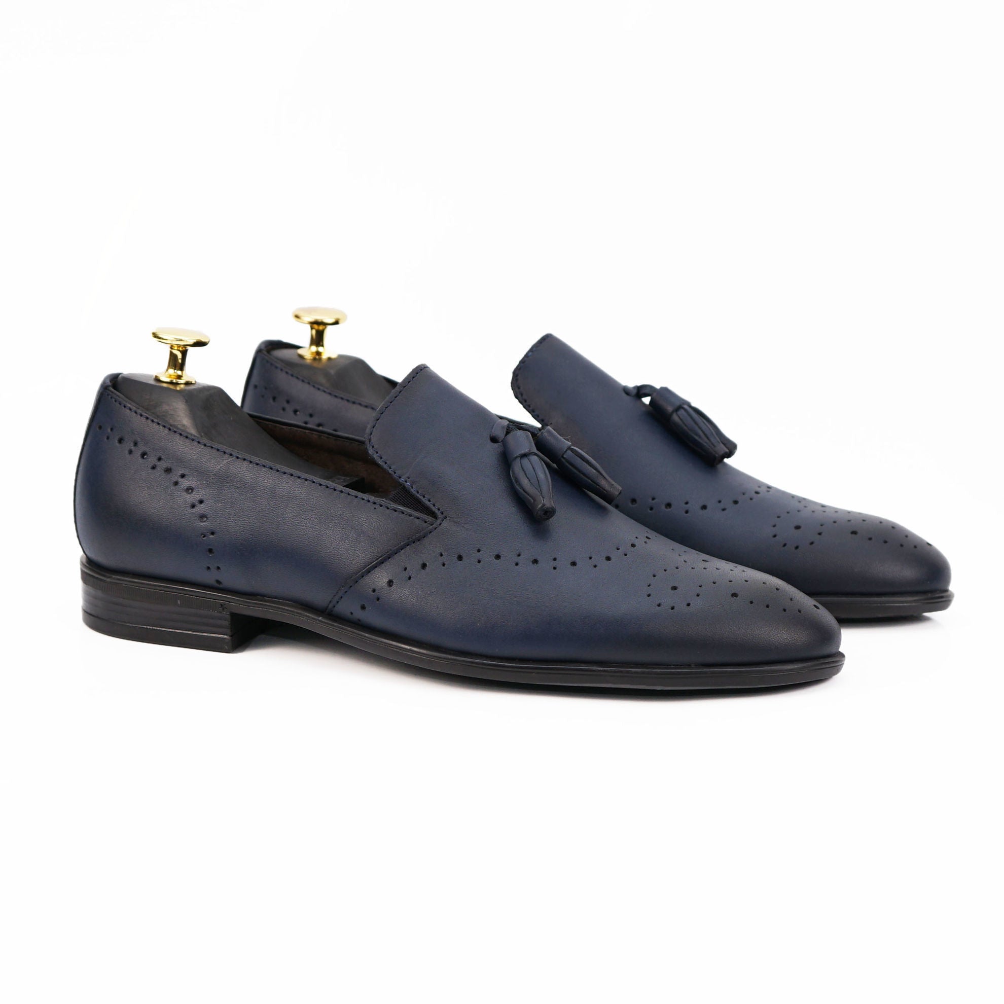 Pantofi eleganți bărbați din piele naturală 322 Negru / Albastru | Paul Style