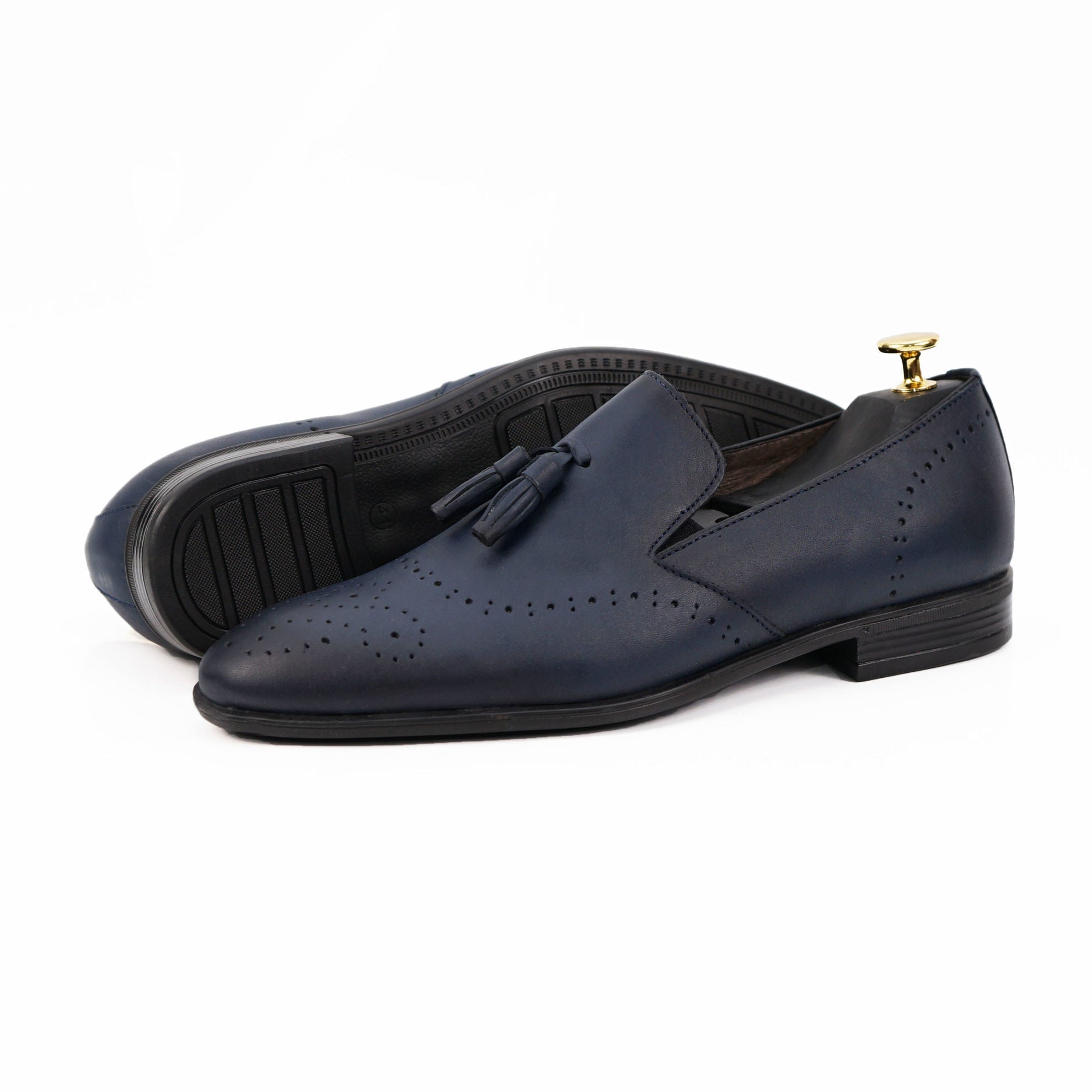 Pantofi eleganți bărbați din piele naturală 322 Negru / Albastru | Paul Style
