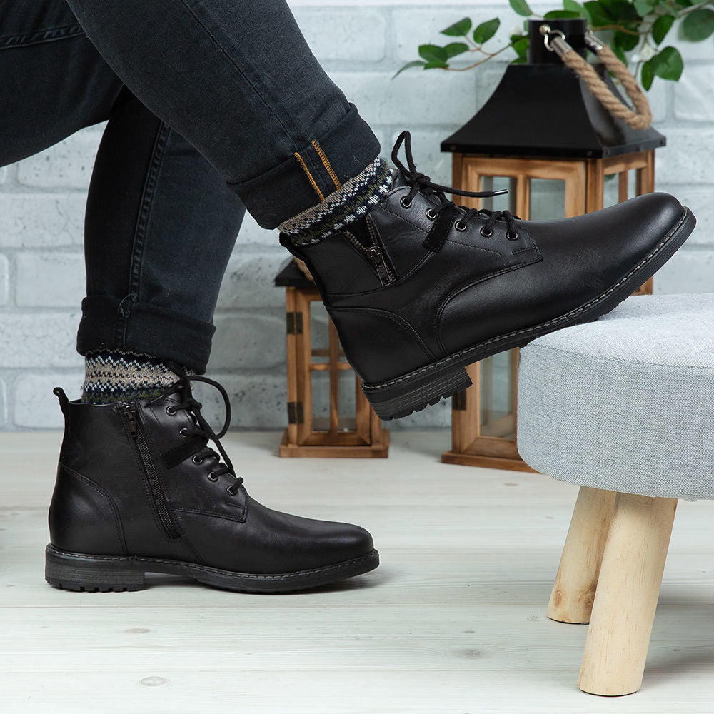 Ghete Barbati din Piele Naturala, Culoare negru, Cod 850 | Paul Style