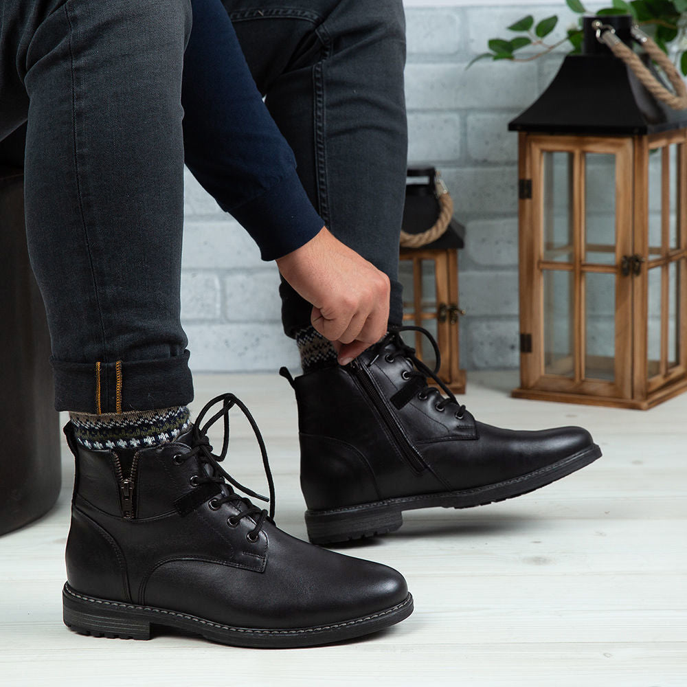 Ghete Barbati din Piele Naturala, Culoare negru, Cod 850 | Paul Style
