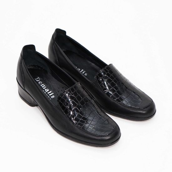 Pantofi damă piele naturală 141 Negru Crocodil | Paul Style