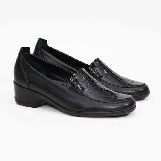 Pantofi damă piele naturală 141 Negru Crocodil | Paul Style