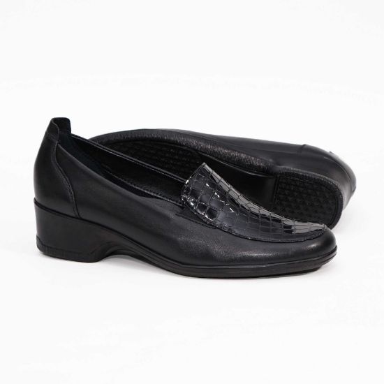 Pantofi damă piele naturală 141 Negru Crocodil | Paul Style