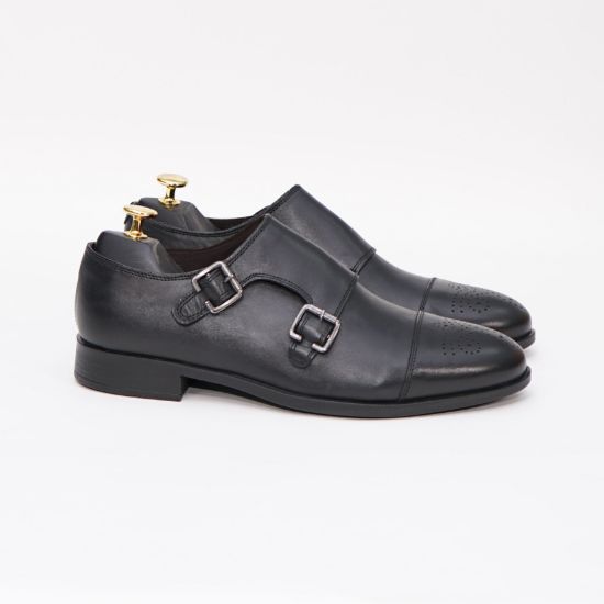 Pantofi eleganți bărbați din piele naturală 352 NEGRU /  BLEUMARIN by PaulStyle