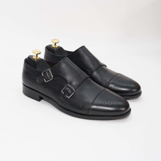 Pantofi eleganți bărbați din piele naturală 352 NEGRU /  BLEUMARIN by PaulStyle