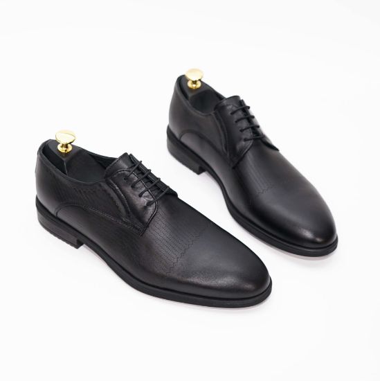 Pantofi eleganți bărbați din piele naturală 372 NEGRU / MARO by PaulStyle