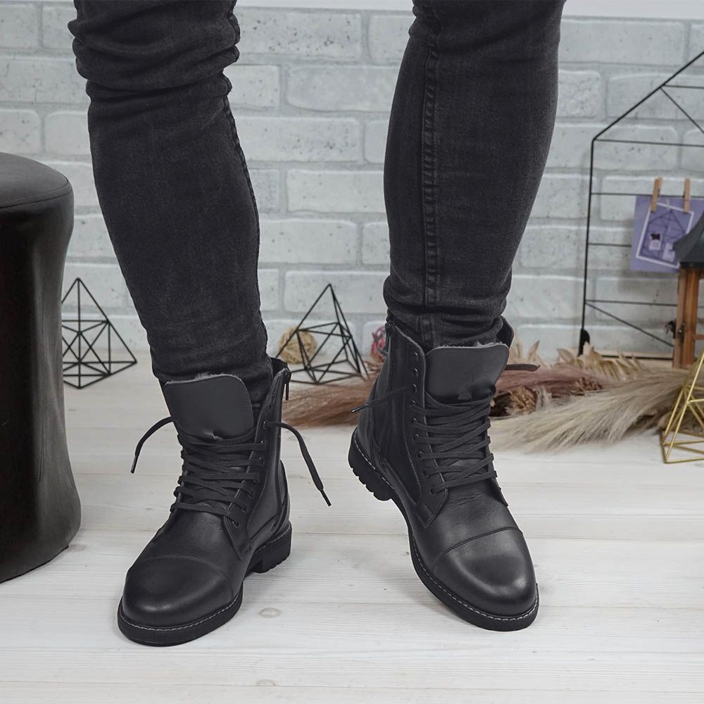 Ghete Barbati din Piele Naturala, Culoare negru, Cod 900 | Paul Style