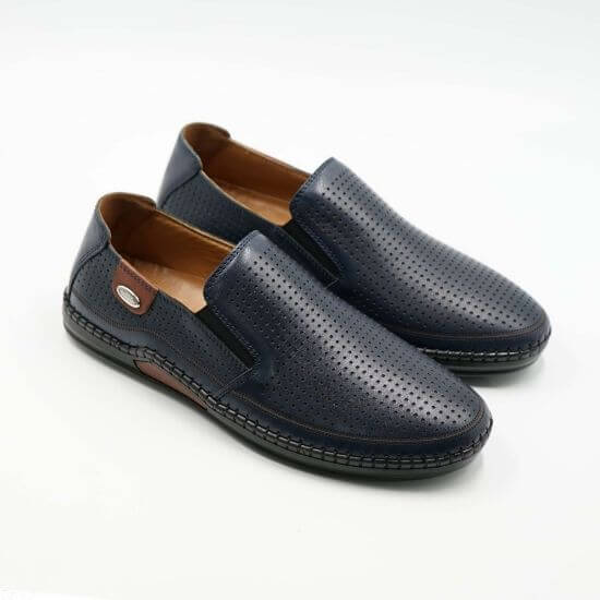Mocasini bărbați din piele naturala 6573 bleumarin | Paul Style