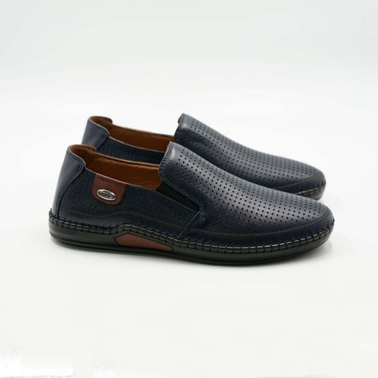 Mocasini bărbați din piele naturala 6573 bleumarin by PaulStyle